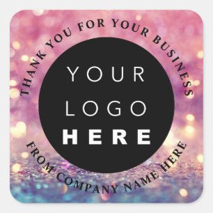 Aangepaste webholograaf voor Logo - Glitter-Roos Vierkante Sticker