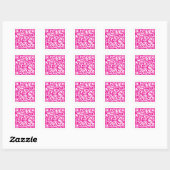 Aangepaste website QR-code Hot Pink Vierkante Sticker (Vel)