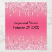 Aangepaste wedroze druppelaar Glitter Trendy Wijn Etiket (Enkel label)