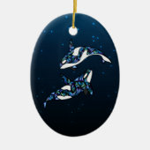 Aangepaste weduwschap op orca-walvissen keramisch ornament (Voorkant)