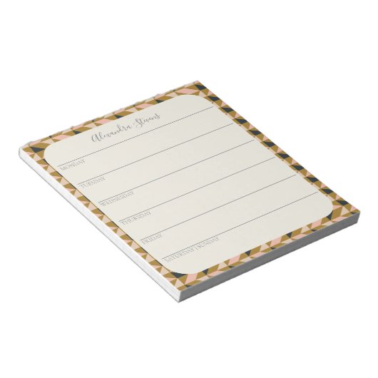 Aangepaste weekplanning | Elegant geometrisch Notitieblok (Schuin)