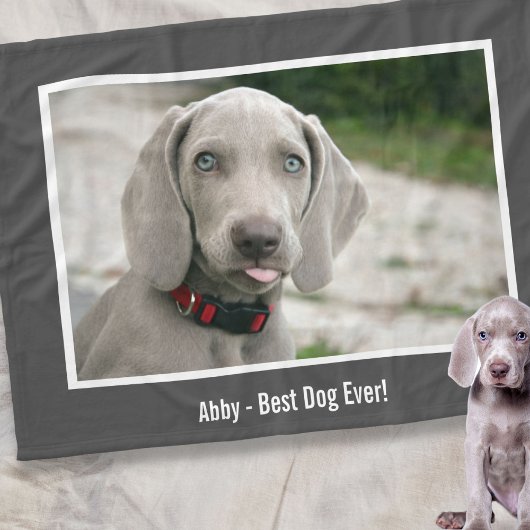 Aangepaste Weimaraner Dog Foto en Dog Name Fleece Deken