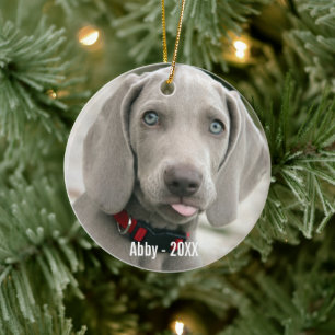 Aangepaste Weimaraner Dog Foto en Dog Name Keramisch Ornament