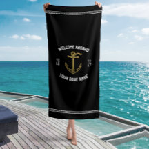 Aangepaste Welkom Aboard Bootnaam Zwart & Goud
