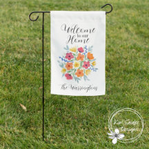 Aangepaste "Welkom bij Ons Huis" Waterverf Bloemen