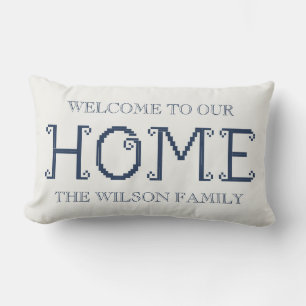 Aangepaste "Welkom in ons huis" met familienaam Kussen