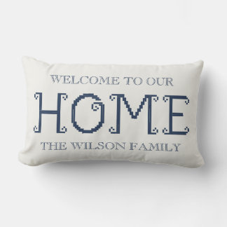 Aangepaste "Welkom in ons huis" met familienaam Kussen