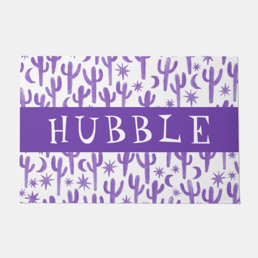 Aangepaste WELKOM Nachtwoestijn Saguaro Cactus Deurmat (Voorkant)