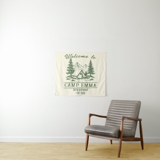 Aangepaste "Welkom op het kamp" Verjaardag Wandkleed (In Situ (horizontaal))