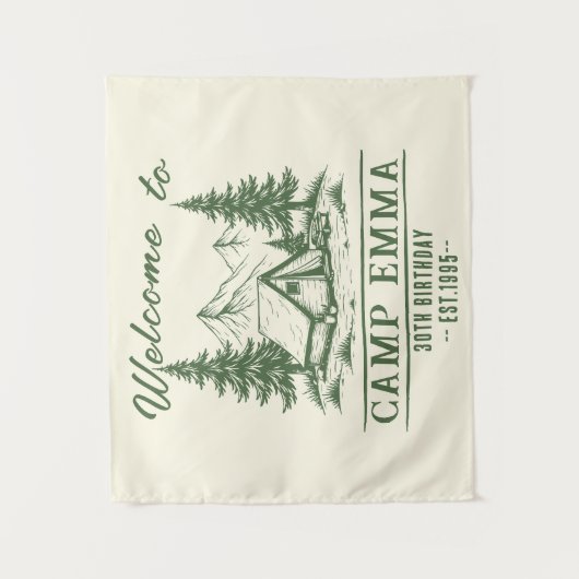 Aangepaste "Welkom op Kamp" Verjaardag Wandkleed (Voorkant)