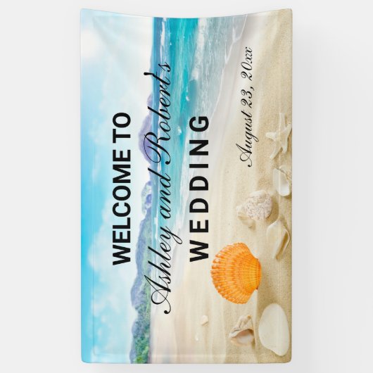 Aangepaste Welkomstbanner voor Beach Weddenschap Spandoek (Verticaal)