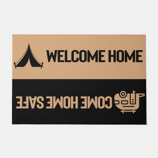 Aangepaste welkomstmat, camping-decor deurmat (Voorkant)