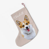 Aangepaste Welsh Corgi Dog gepersonaliseerde teken Kleine Kerstsok (Achterkant (Hangend))