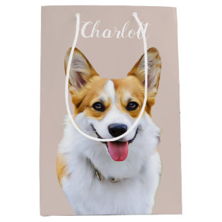Aangepaste Welsh Corgi Dog gepersonaliseerde teken Medium Cadeauzakje