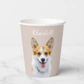 Aangepaste Welsh Corgi Dog gepersonaliseerde teken Papieren Bekers (Achterkant)