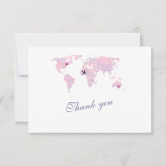 Aangepaste Wereldkaart voor bestemming Bedankkaart (Voorkant)