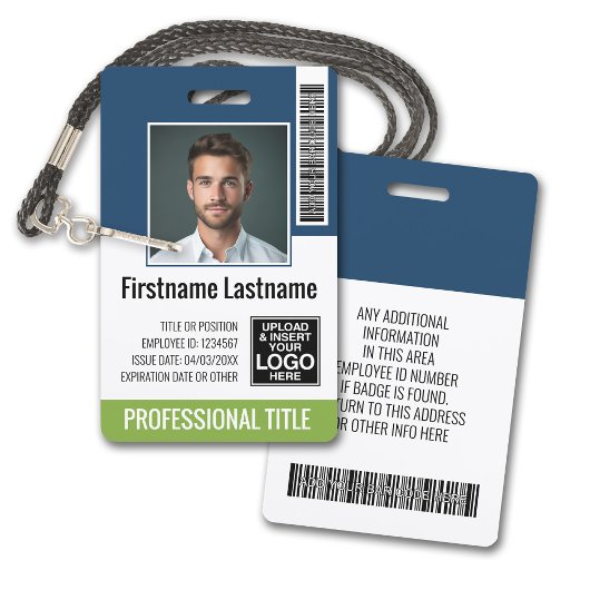 Aangepaste Werknemer - Foto, Bar Code, Logo, Naam Badge