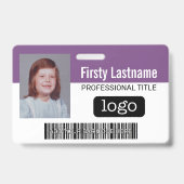 Aangepaste Werknemer - Foto, Bar Code, Logo, Naam Badge (Voorzijde)