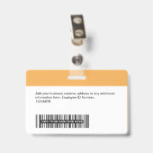 Aangepaste Werknemer - Foto, Bar Code, Logo, Naam Badge (Achterkant met clip)
