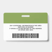 Aangepaste Werknemer - Foto, Bar Code, Logo, Naam Badge (Achterkant)