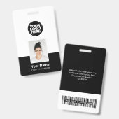 Aangepaste Werknemer - Foto, BarCode, Groot Logo, Badge (Voor- en achterkant)