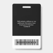 Aangepaste Werknemer - Foto, BarCode, Groot Logo, Badge (Achterkant)