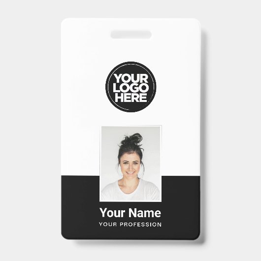Aangepaste Werknemer - Foto, BarCode, Groot Logo, Badge (Voorzijde)