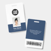 Aangepaste Werknemer - Foto, BarCode, Groot Logo,  Badge (Voor- en achterkant)