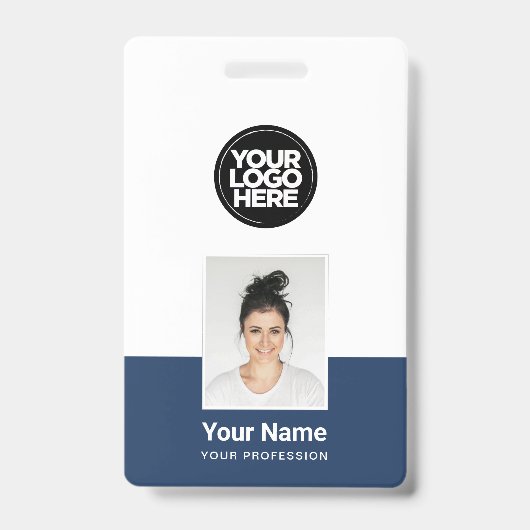 Aangepaste Werknemer - Foto, BarCode, Groot Logo,  Badge (Voorzijde)