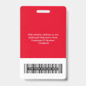 Aangepaste Werknemer - Foto, BarCode, Groot Logo, Badge (Achterkant)