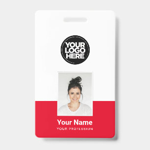 Aangepaste Werknemer - Foto, BarCode, Groot Logo, Badge