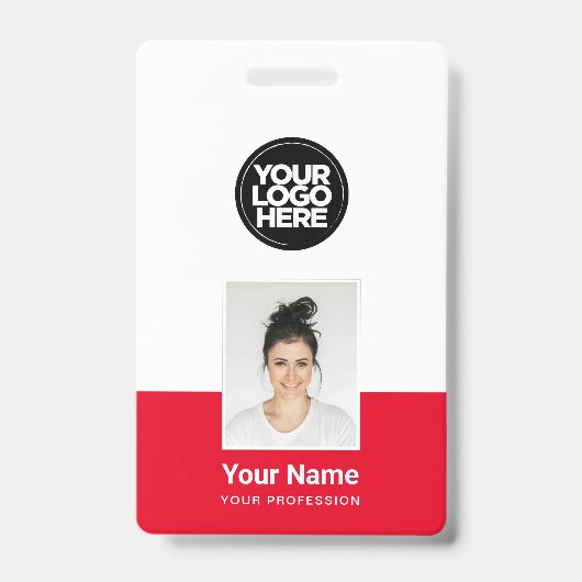 Aangepaste Werknemer - Foto, BarCode, Groot Logo, Badge (Voorzijde)