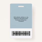 Aangepaste werknemer - Foto, BarCode, Grote Logo,  Badge (Achterkant)