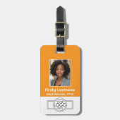 Aangepaste werknemer foto, barcode, Logo Professio Bagagelabel (Voorkant verticaal)