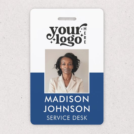 Aangepaste werknemer foto bedrijf Logo Blauwe naam Badge