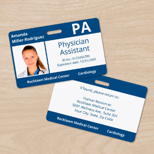Aangepaste werknemer Foto Blauw Wit Ziekenhuis ID Badge