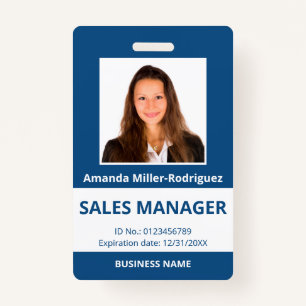 Aangepaste werknemer Foto Blue White-ID Badge