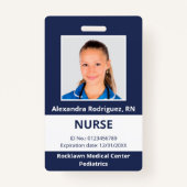 Aangepaste werknemer foto Blue White Medical ID Badge (Voorkant)