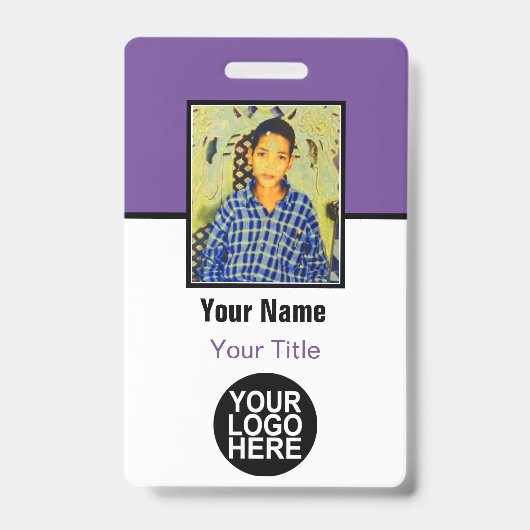 Aangepaste Werknemer - Foto, Logo, Bar Code en Naa Badge (Voorzijde)
