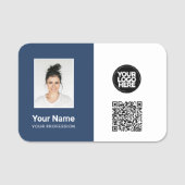 Aangepaste werknemer Foto, Logo, beroep, QR-code Naamplaatje (Voorkant)
