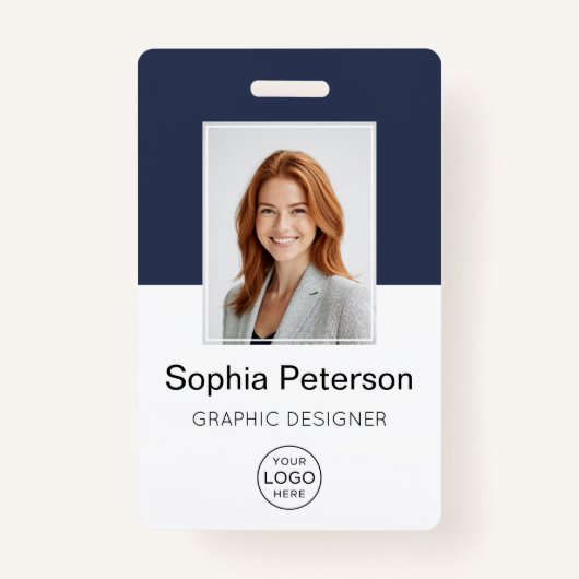 Aangepaste werknemer Foto, Logo, naam Badge (Voorkant)