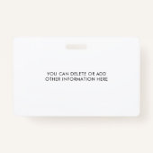 Aangepaste werknemer - Foto, Logo, naam-ID Badge (Achterkant)