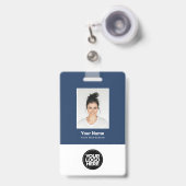 Aangepaste werknemer Foto, Logo, naam, QR-code Badge (Voorzijde met uittrekbare clip)
