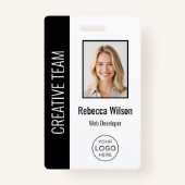 Aangepaste werknemer Foto, Logo, naam zwart Badge (Voorkant)