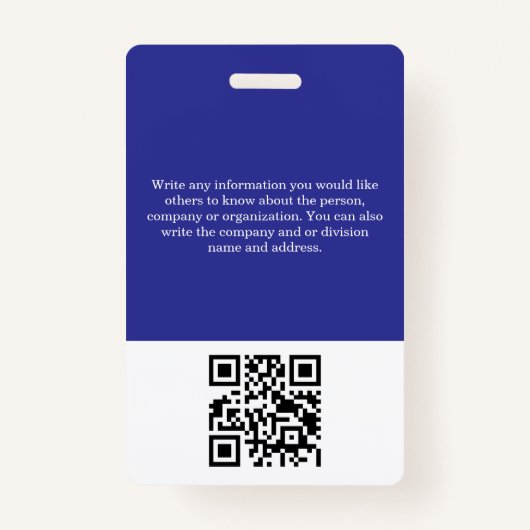 Aangepaste werknemer Foto Logo QR codenaam Badge (Achterkant)
