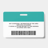 Aangepaste werknemer - Foto, streepjescode, Logo,  Badge (Achterkant)