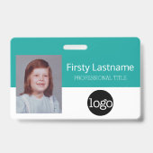 Aangepaste werknemer - Foto, streepjescode, Logo,  Badge (Voorzijde)