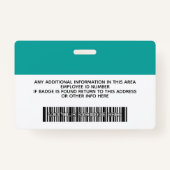 Aangepaste werknemer - Foto, streepjescode, Logo,  Badge (Achterkant)