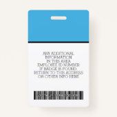 Aangepaste werknemer - Foto, streepjescode, Logo,  Badge (Achterkant)