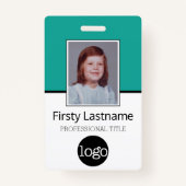 Aangepaste werknemer - Foto, streepjescode, Logo,  Badge (Voorkant)